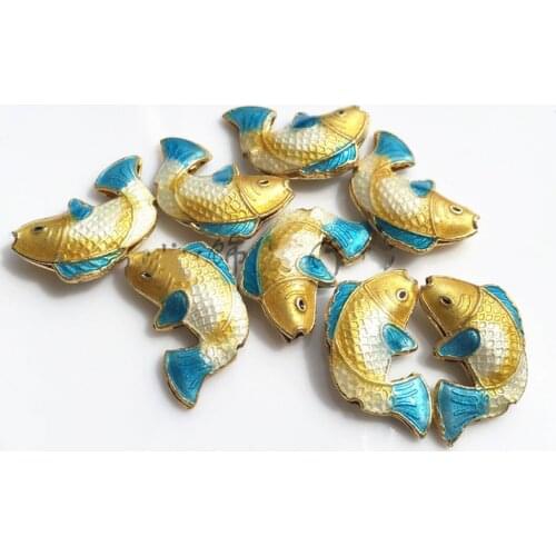 10pcs Cloisonne Enamel Fancy Koi Fish Loose Bead DIY Jewelry Making Necklace Earrings Bracelets Copper Accessories Findings