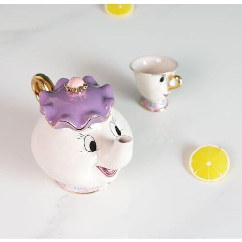 Beauty and The Beast Teapot Mug Mrs Potts Chip Tea Pot Cup Set Cogsworth Porcelain Gift Coffee Pot Cup Set Mug Cute Ceramic