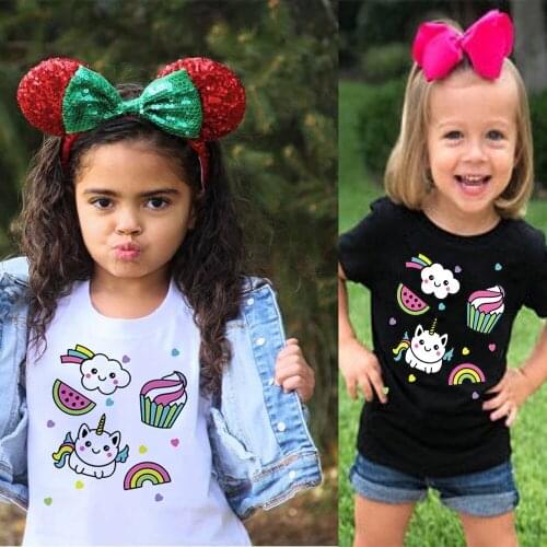 Kids T-shirts girls Ice Cream short Sleeve Tops Girls Spring Summer Sweatshirt Children T Shirts Clothing 1-12year