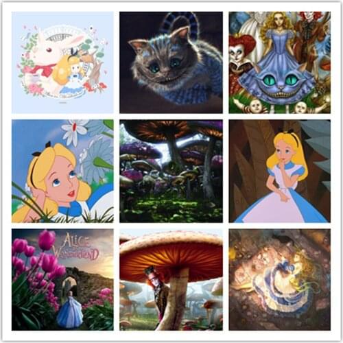 Disney Cartoon Anime Alice In Wonderland Diamond Painting Cross Stitch Rhinestone Mosaic Artist Home Decoration Gift