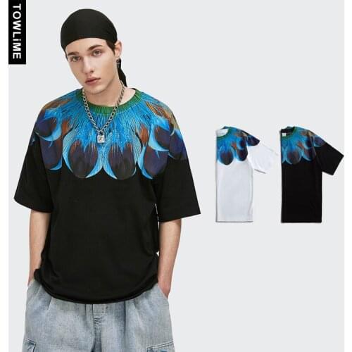 TOWLiME Gothic Men Fashion Imagic Abstract Print 100% Cotton Short Sleeve T shirt Couple Streetwear Loose Punk Pullovers Top Tee