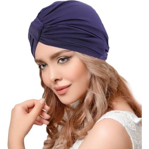 Hijabs Muslim Fashion Tide European And American Women Wooden Cotton Square Headband Hat Knotted Hood National Wind Bag Hat 40