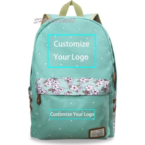 Customized Print DIY Your Like Photo or Logo Boy Girl Book Bag Women Bagpack Teenagers Canvas Lady Femme Backpack School Bags