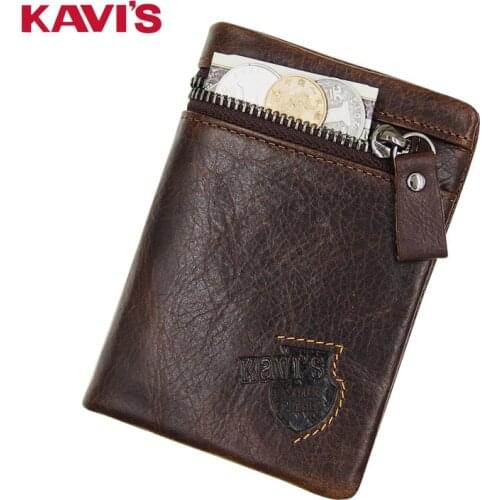 KAVIS Real Genuine Leather Men Wallet Multi Card Holder Short Walet For Men