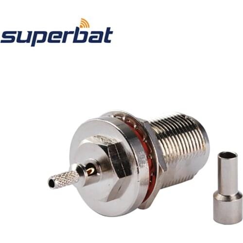 Superbat N type Female Jack Socket Crimp Straight Coaxial Connector for RG174 RG178 1.13mm,1.37mm Cable with Bulkhead