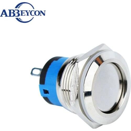 19mm short type IP67 1NO ON-OFF latching metal shell brass push button switch normally open pin terminal push button switch
