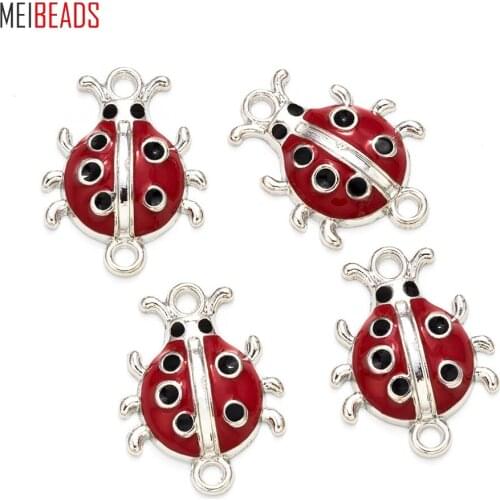 Meibeads 6pcs/lot Fancy Ladybug Charms Pendant Alloy Pendant Fit for Women Bracelet & Necklace Jewelry Accessories Making UF8310