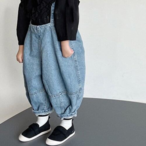 Fashion Kids Clothing Girl/Boy Solid Demin Overalls Spring Autumn Jumpsuit Baby Cute Loose Overalls Trousers Infant Jeans