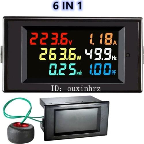 AC monitor 110V 220V 380V 100A Voltage Current Power Factor Active KWH Electric energy Frequency meter Digital LCD VOLT AMP