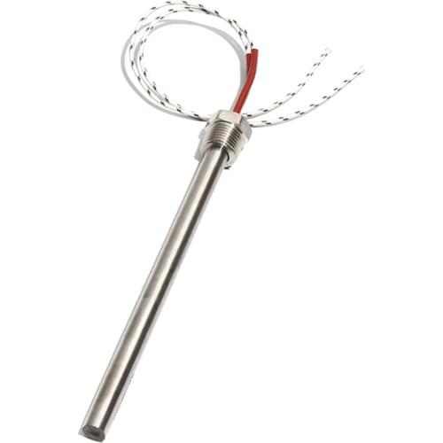 12mm Dia 150~200mm DN15/21mm Threaded Single-head Heating Tube 110V/220V/380V 201 Stainless Steel Heating Rod with Nut