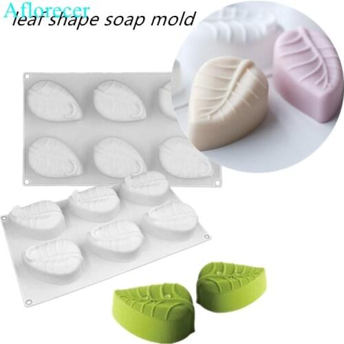 New Leaf Shape Silicone Soap Mold 6 Cavities Chocolate Cake Mould Round Handmade Soap Candle Making Molds Party Decoration