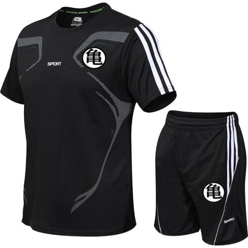 New 2-piece Sportswear Mens Sportswear T-shirt Shorts Suit Two-piece Beach Men + Shorts Suit 2021 Summer Jogging Enlightenment