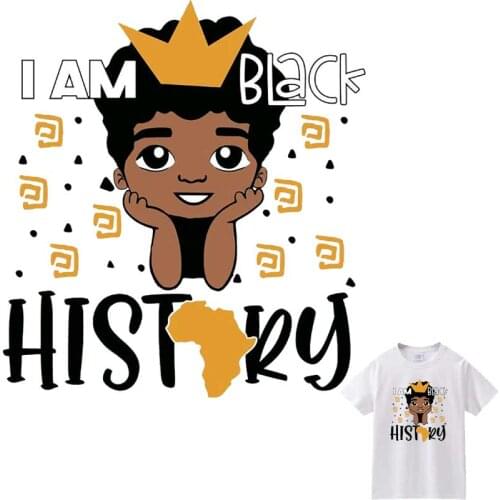 New Iron-On Patches For Clothing Cute Black Boy A-Level Washable T-Shirts Heat Transfers Stickers Cartoon Style Clothes Applique