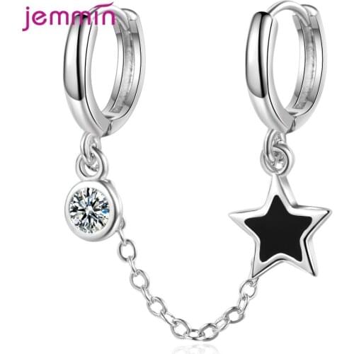 Piercing Earring Two Holes 925 Sterling Silver Star Zircon Drop Earrings Fine Jewelry For Women Birthday Gift