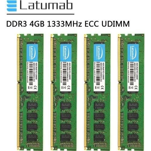 Latumab Memoria RAM DDR3 4GB 8GB 16GB 1333MHz Workstation Memory 240Pin ECC UDIMM PC3-10600E 1.5V DDR3 RAM ECC Unbuffered Memory