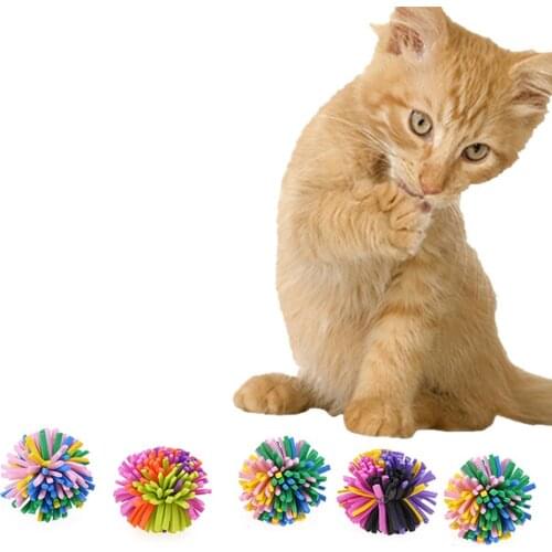 5Pcs/Pack Plastic Colorful Cat Toys Chew Chase Pet Ball Toys for Cat Kitten Funny Playing Bubble Ball Toy Pet Supplies