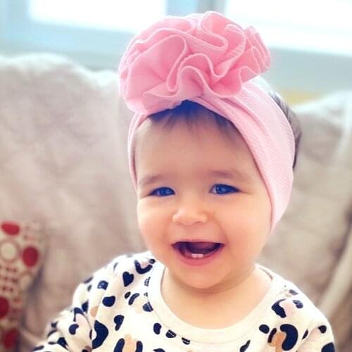 Girls big flower headbands Baby Elastic hairbands headwear Kids Wide Band headdress head bands Turban Head Wraps KHA654
