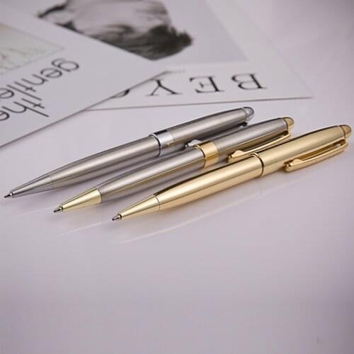 Luxury Metal Rollerball Pen 1.0mm Black Ink Steel Gold Business Signature Pens for School Office Writing Supplies Stationery