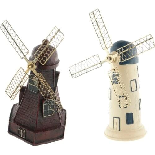 Handmade Vintage Resin Piggy Bank Holland Dutch windmill decoration ornaments Kids Play Room crafts ornaments