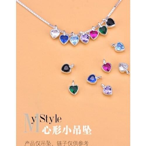 Japanese Korean version pendant accessories S925 sterling silver inlaid with zircon Water Drop Pendant hand made DIY material je