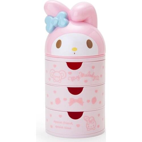 Sanrio Hello Kitty Desktop Rotating Storage Box Jewelry Cute Girl Heart Organizing Decoration Storage Box