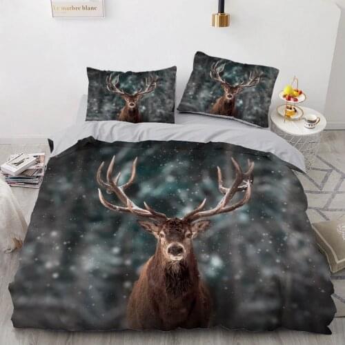 Bedding Sets 3D Blue White Duvet Quilt Cover Set Comforter Bed Linens Pillowcase King Queen Full Double Deer Elk 240x220cm Size