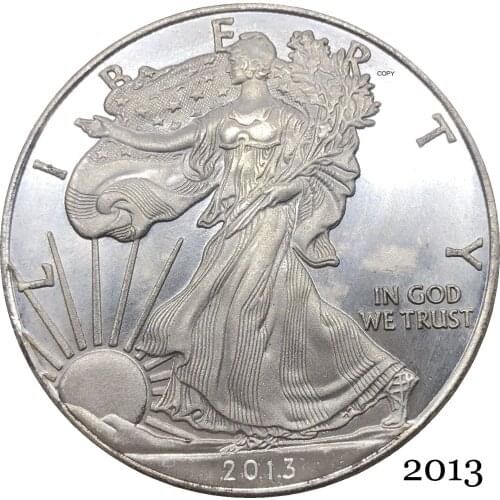 United States America 2013 W S In God We Trust 1 OZ Fine Silver Bullion Eagles One Dollar Silver Plated Copy Commemorative Coin