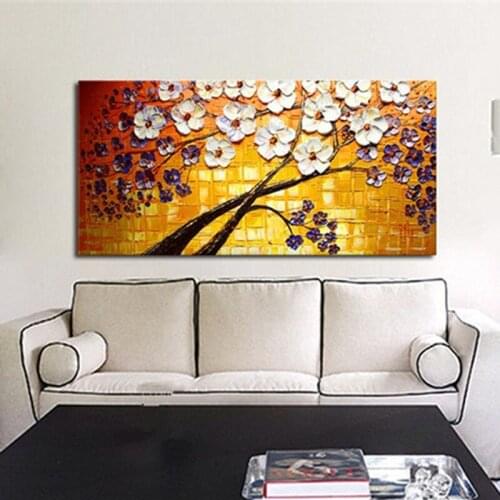 Modern Large Handmade oil Paintings Pallete Wall Art Pictures Handpainted Abstract Knife Flower Oil Painting on Canvas wall art