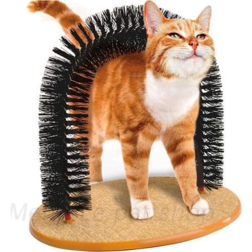Pet Products Good Arch Pet Cat Self Groomer With Round Fleece Base Cat Toy Brush Toys For Pets Scratching Devices