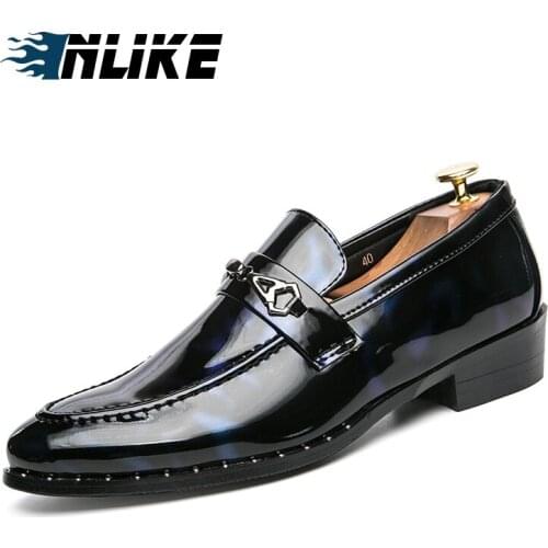 Inlike Men Patent Leather Shoes Men Wedding Shoes Breathable Elegante Luxury Mens Formal Shoes JW767