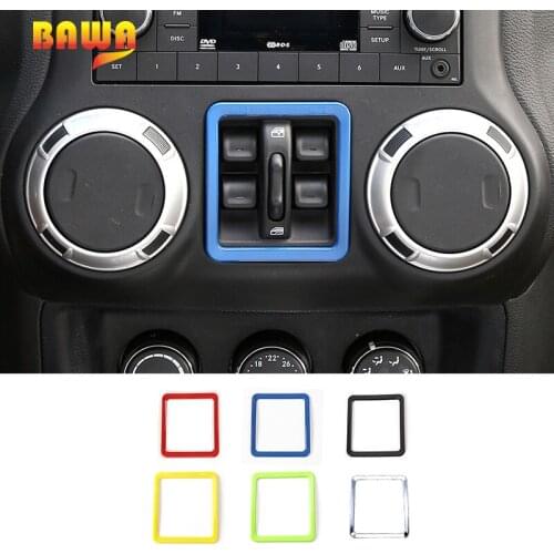 BAWA Interior Mouldings for Jeep Wrangler 2011-2017 ABS Window Button Frame Cover Decoration for Wrangler JK Car Stickers