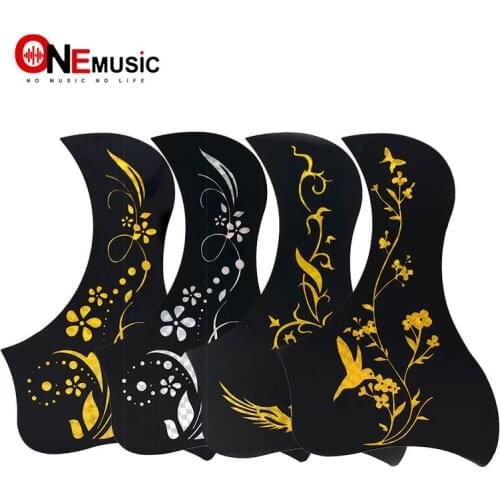 10 pcs Bird Style Hummingbird Flower Guitar Pickguard Pick Guard Anti-scratch Plate for 40 " 41 " Acoustic Guitar Black