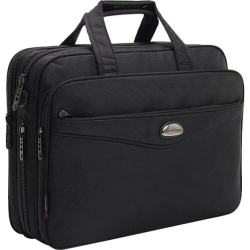 Brand Business 15.6 inch Laptop Waterproof Oxford Men Large Capacity Shoulder Strap Black Briefcase