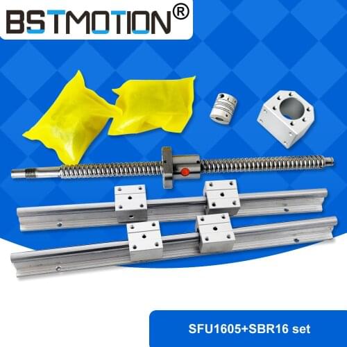 1605 Ball screw + SBR16 Linear shaft support SBR16UU 300mm 400mm 500 600 750mm 1000mm 1100 1200 1500mm+BK12 BF12 BSTAUTOMATION