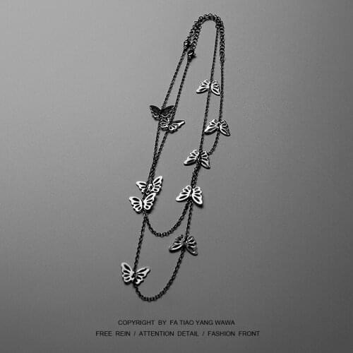 2 times! Butterfly double necklace