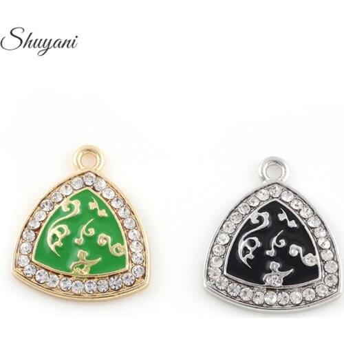 24*20mm Vintage Gold Crystal Triangle Alloy Dangle Charms Pendant Bracelets Necklace Jewelry Making Accessories DIY