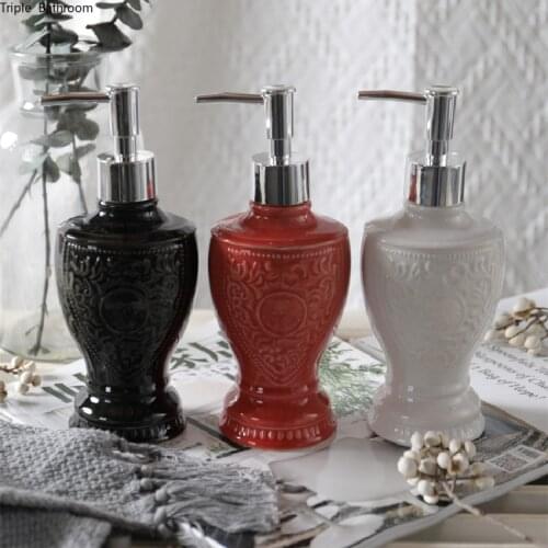 280ml European Style Ceramic Shampoo Bottle Liquid Soap Dispenser Multifunction Hand Soap Dispenser Bottle Bathr Accessories