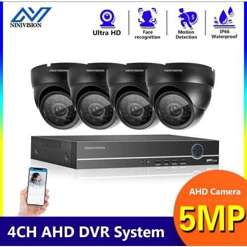 4CH 5MP HD DVR Home Security Camera System 4pcs 5MP AI Human Detection IP66 Outdoor Dome Cameras Surveillance CCTV Kit