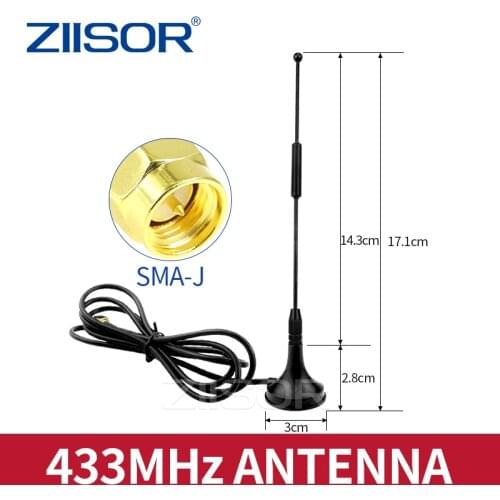 433MHz Sucker Magnetic Base Antenna 3.5dBi SMA Male Antena Inner Thread and Inner Needle Aerial Ziisor Z32-B433SJ10