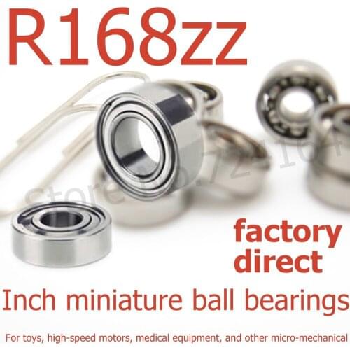 50PCS R168ZZ bearing R168ZZ,RI-614ZZ,X1/4ZZ,6350A-2Z 6.35*9.525*3.175 mm Inch miniature shielded deep groove ball bearing