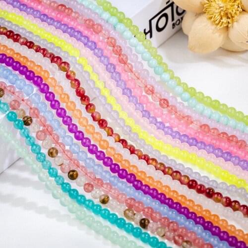 Natural Stone Beads A-grade Chalcedony Beads 4-14mm Size Semi-finished Chalcedony Bead Jewelry Making Necklace DIY Bracelet 39cm