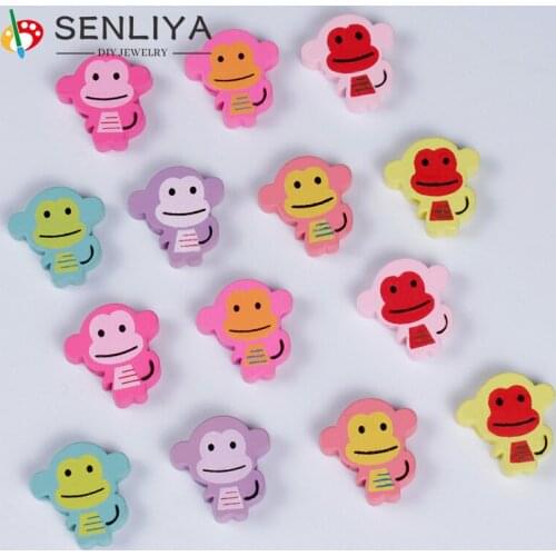 20Pcs/Lot Cartoon Animal Shape Spacer Beading Beads Pick Color Natural Wooden Spacer Beads for Jewelry Craft Kids Toys Teething