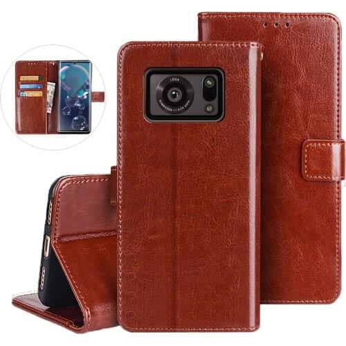 For Sharp Aquos R6 Case Leather Case On For Coque Sharp Aquos R6 SH-51B Premium Magnetic Flip Wallet Cover Phone Cases Fundas