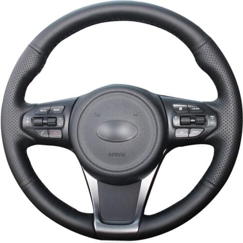 Black PU Faux Leather DIY Hand-stitched Car Steering Wheel Cover for Kia Sorento 2015-2018 Sedona 2015-2019