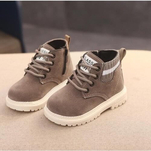 Kids Casual Shoes Autumn Winter Martin Boots Boys Shoes Fashion Leather Soft Antislip Girls Boots 21-30 Sport Running Shoes