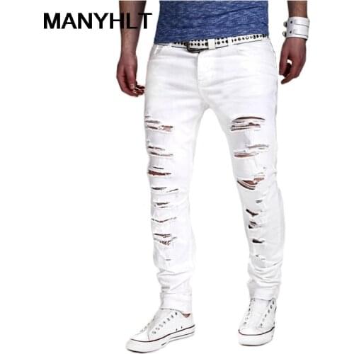 Jeans Spring/summer New European And American Mens Clothing Ripped Holes Washed Pants Slim Pants Fashion Casual Jeans