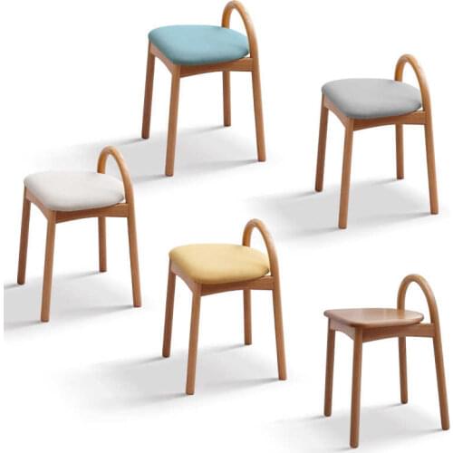 China high quality simple modern solid wood make-up stool girl dressing stool Nordic bedroom curved dresser bench
