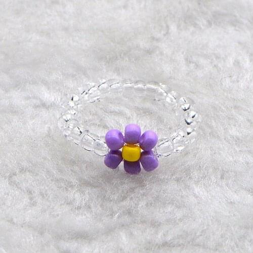 2021 Fashion Flower Beaded Rings Cute Minimalist Beads Geometric Stacked Fine Rings For Women Party Gift Jewelry Retro Trend