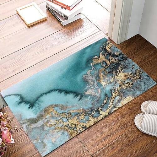 Marble Texture Ink Line Anti-Slip Doormat Bedroom Kitchen Mat Bathroom Rug Home Doormat for Entrance Door