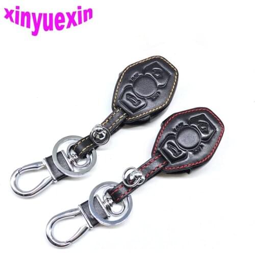 Xinyuexin Leather Car Key Cover Fob Case For BMW X3 X5 Z3 Z4 3 5 Series 3 Buttons Leather Key Case With Keychain No Logo